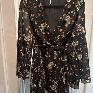 Free People Black Floral Dress